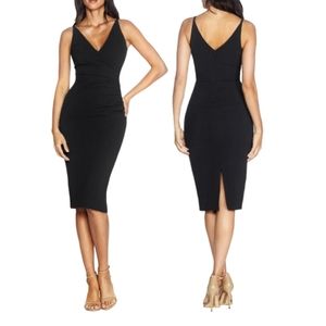 DRESS THE POPULATION ANITA BLACK BODYCON DRESS